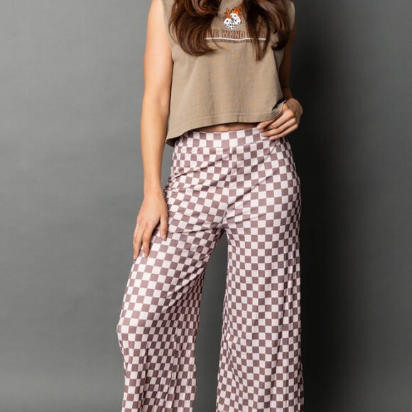 Dressed in LALA Pants - SOLD! WKND Chasers My Reputation Checkered Pants Latte 4xl